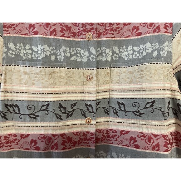 Alfred Dunner Petite 10P Button Front Long Sleeve Shirt Striped Floral Pattern V - Picture 3 of 8